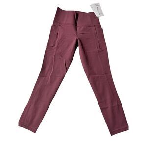 Athleta Women Pants Salutation Stash Pocket Leggings Tight Maroon Size XXS